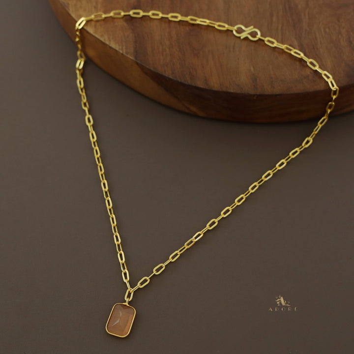 Golden Chain Glossy Rectangle Neckpiece