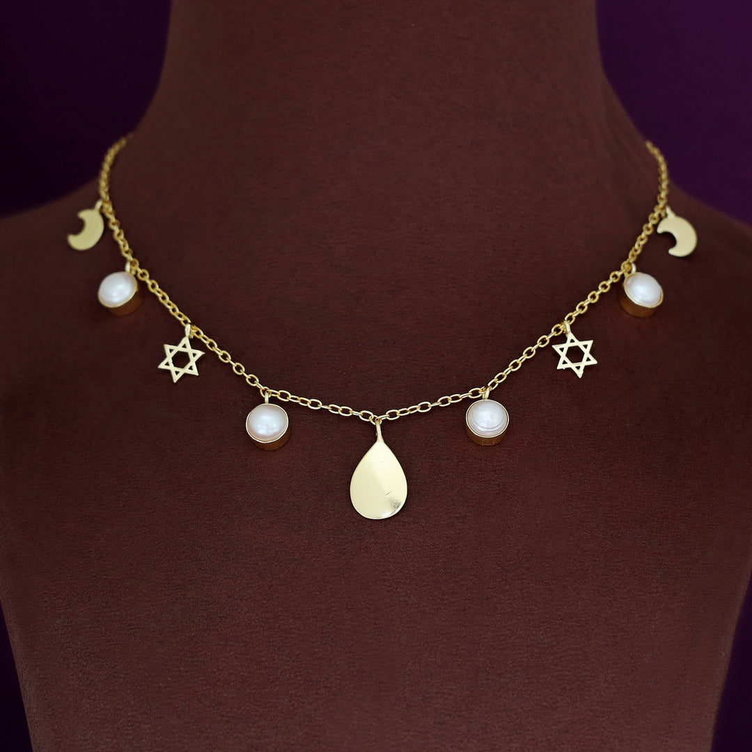 Golden Astral Fresh Water Pearl Neckpiece