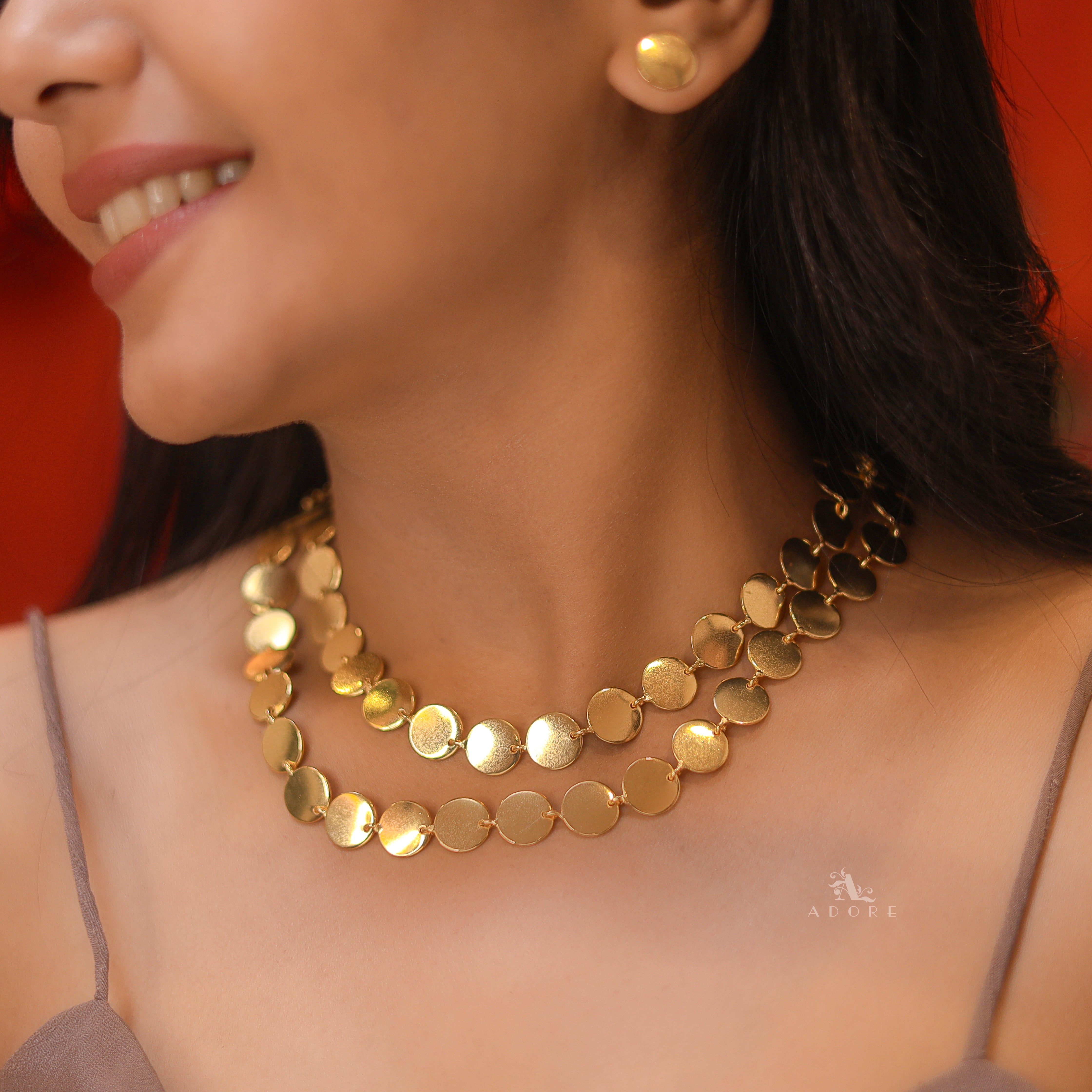 Golden 2 Layer Kashi Neckpiece With Stud – Adore By Priyanka