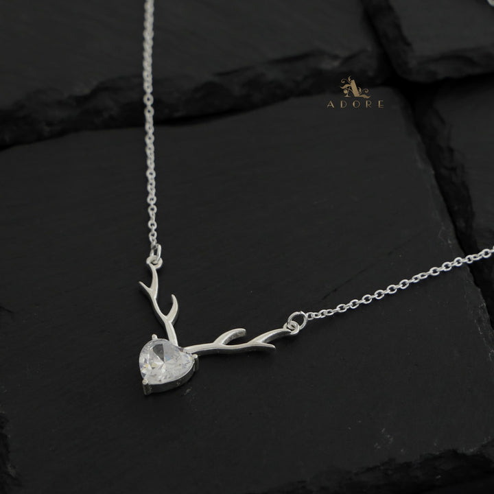 Silver Deer Heart Neckpiece - 925 Sterling Silver