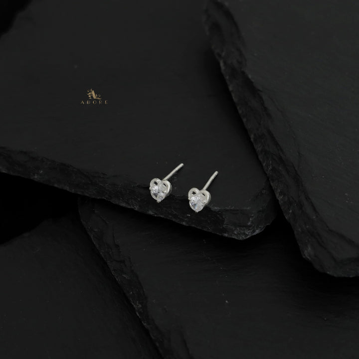 Silver Tiny Heart Stud (4mm) - 925 Sterling Silver