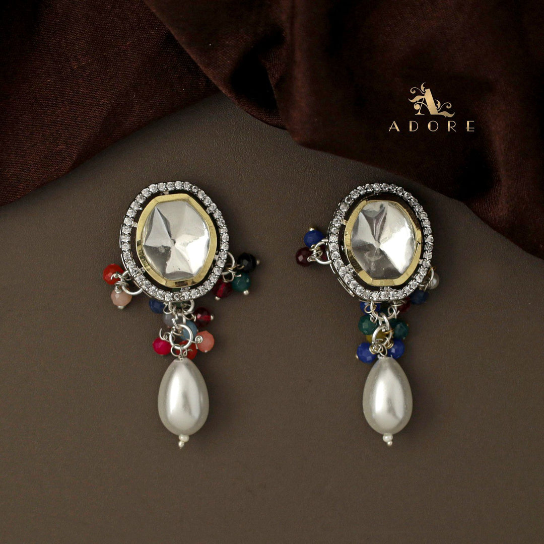 Vilhana Pearl Polki Kundan Neckpiece With Earring