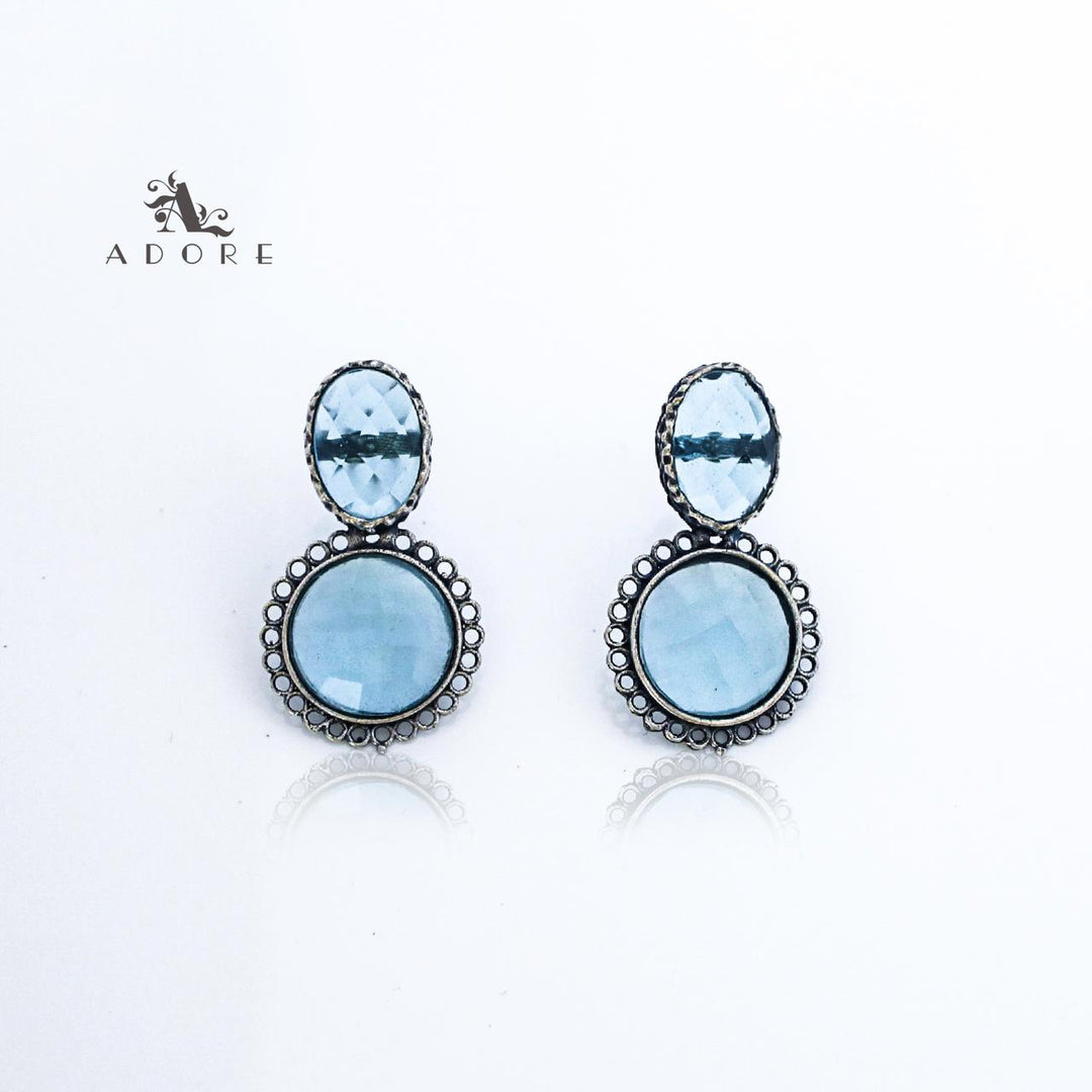 Silver Oval And Round Glossy Earring