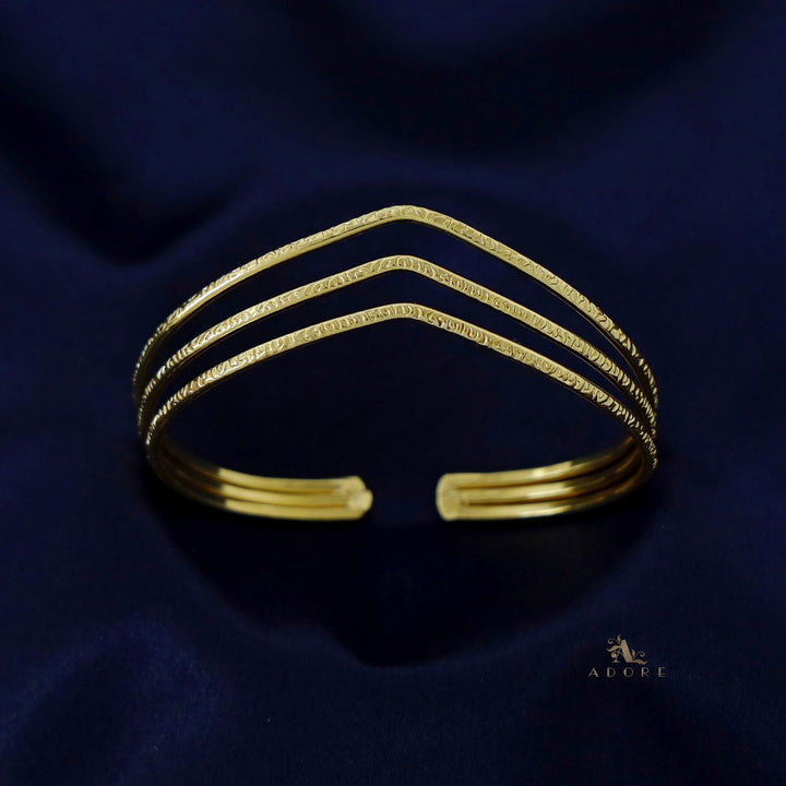 Armlet Golden Textured Crown Bangle