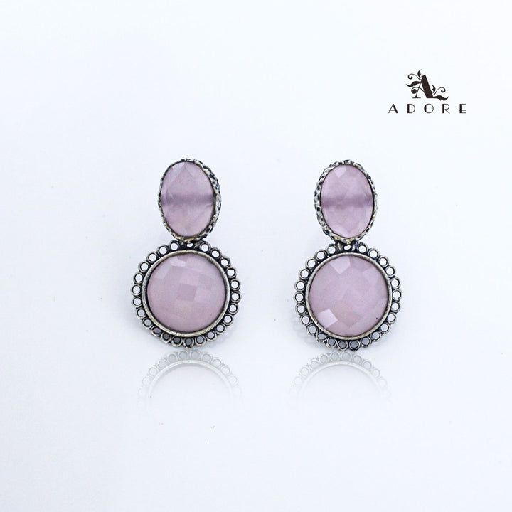 Silver Oval And Round Glossy Earring