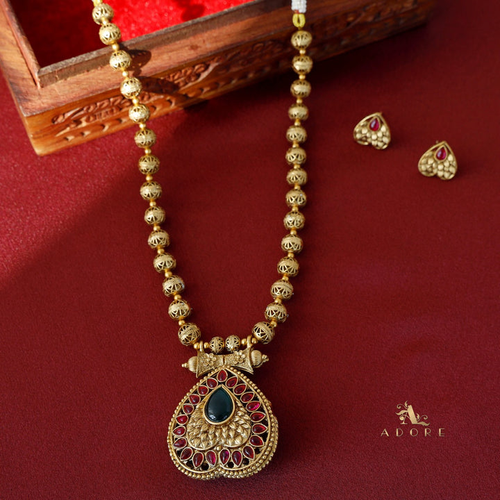 Thara Golden Ball Reversible Neckpiece with Earring