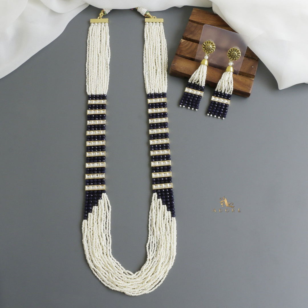 Angelita Onyx Long kundan Neckpiece With Earring