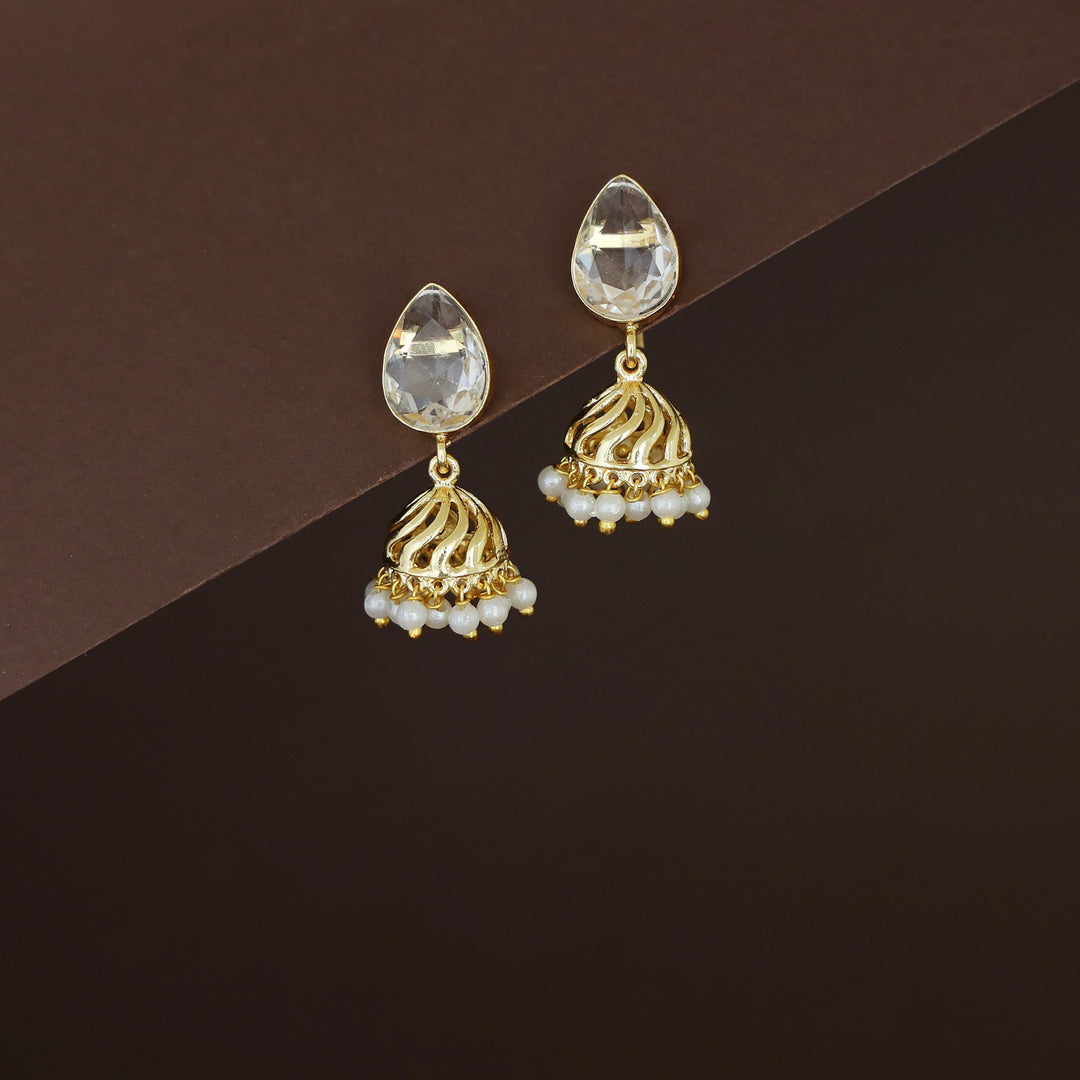 Mithila Golden Pearl Rain drop Glossy Jhumka