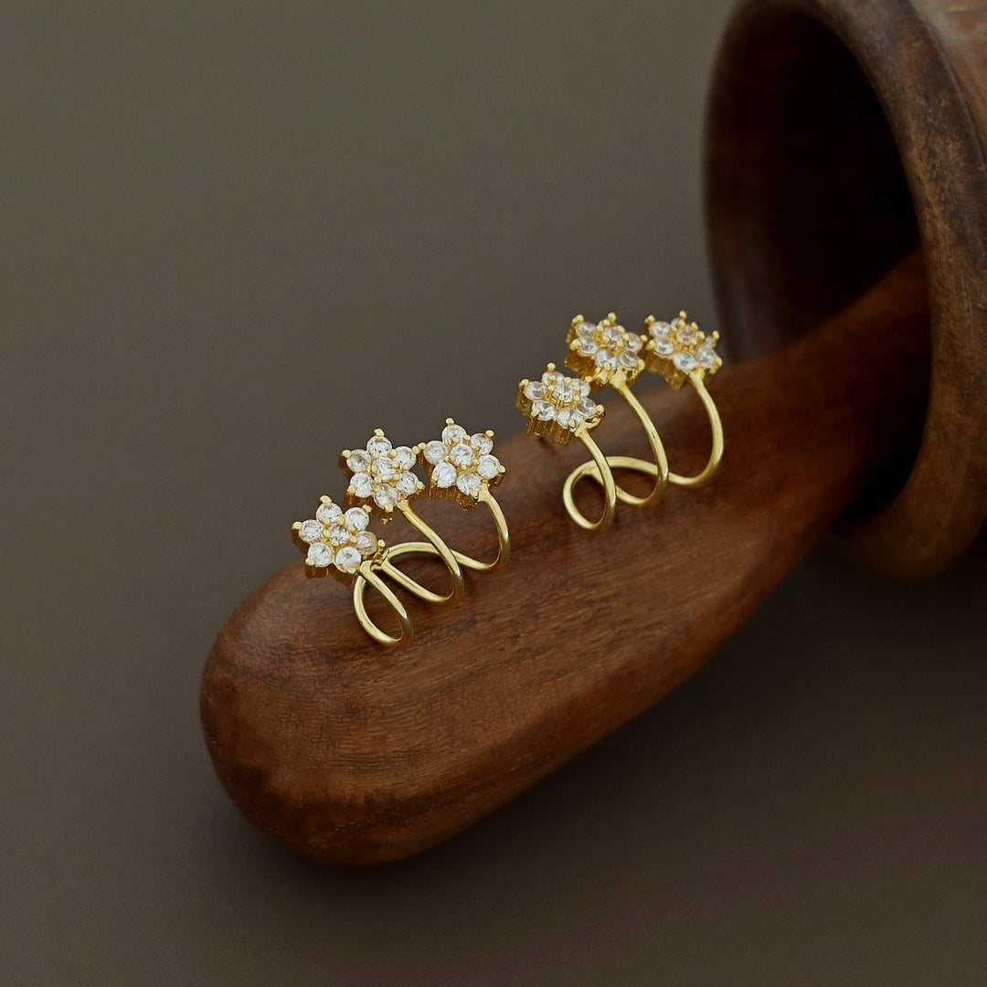Barisha Tri Flower AD Stone Earring