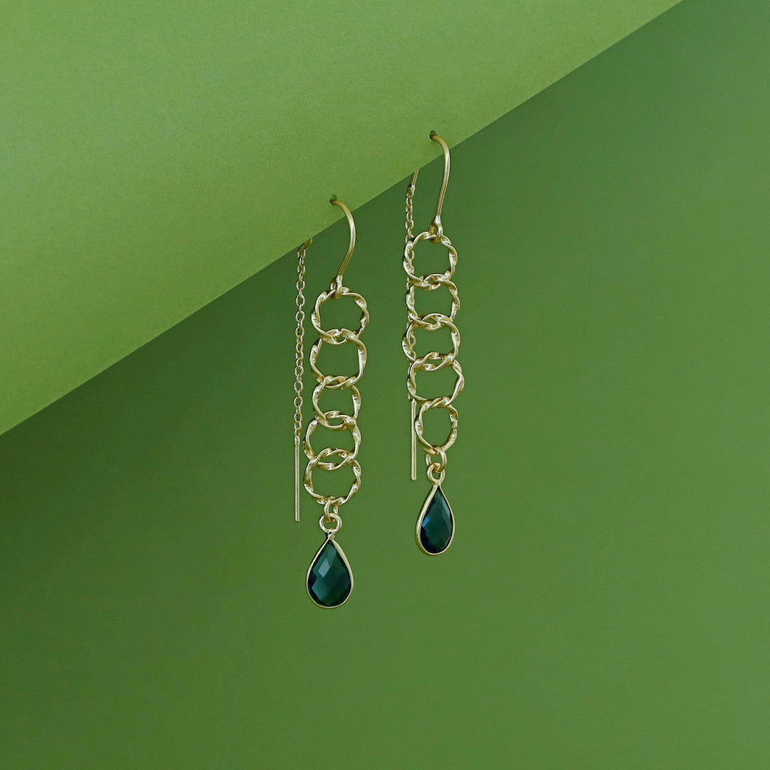 Golden Circle Glossy Drop Needle And Thread Earring