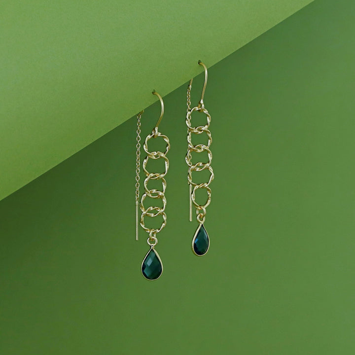Golden Circle Glossy Drop Needle And Thread Earring