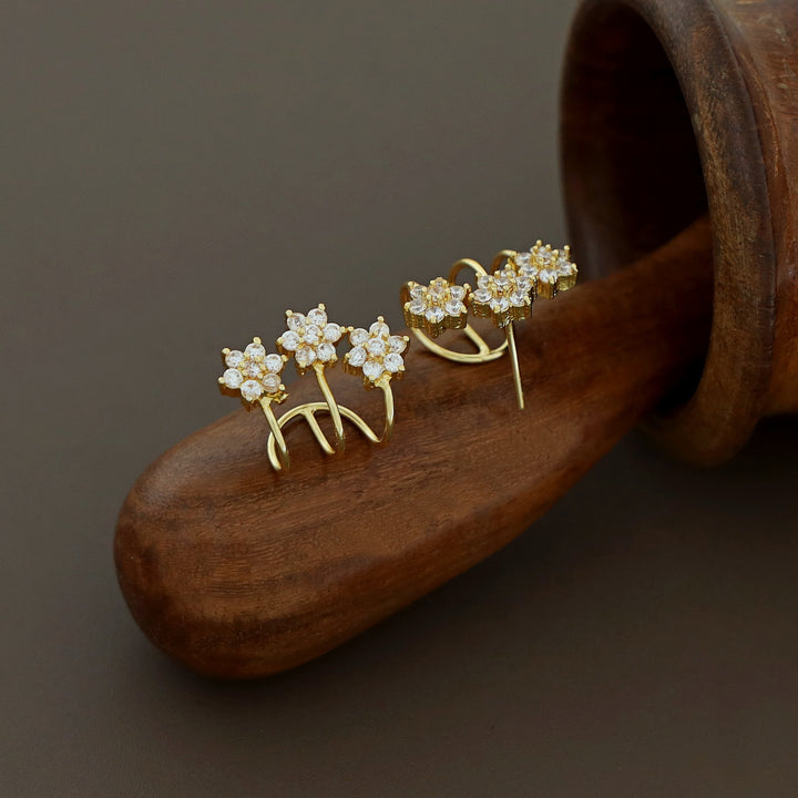 Barisha Tri Flower AD Stone Earring
