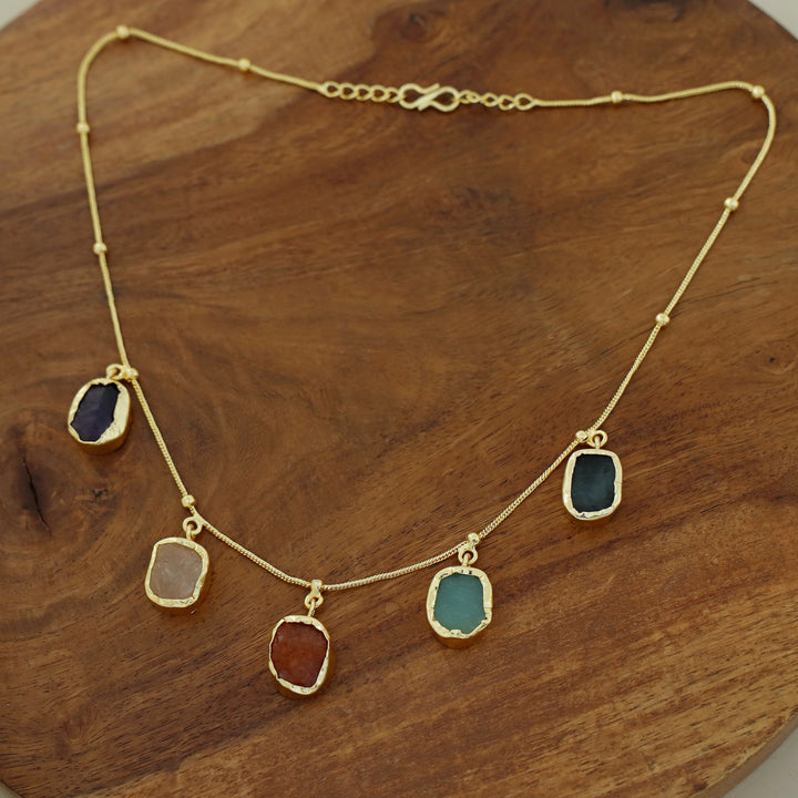 Aanvy Multicolour 5 Raw Stone Neckpiece