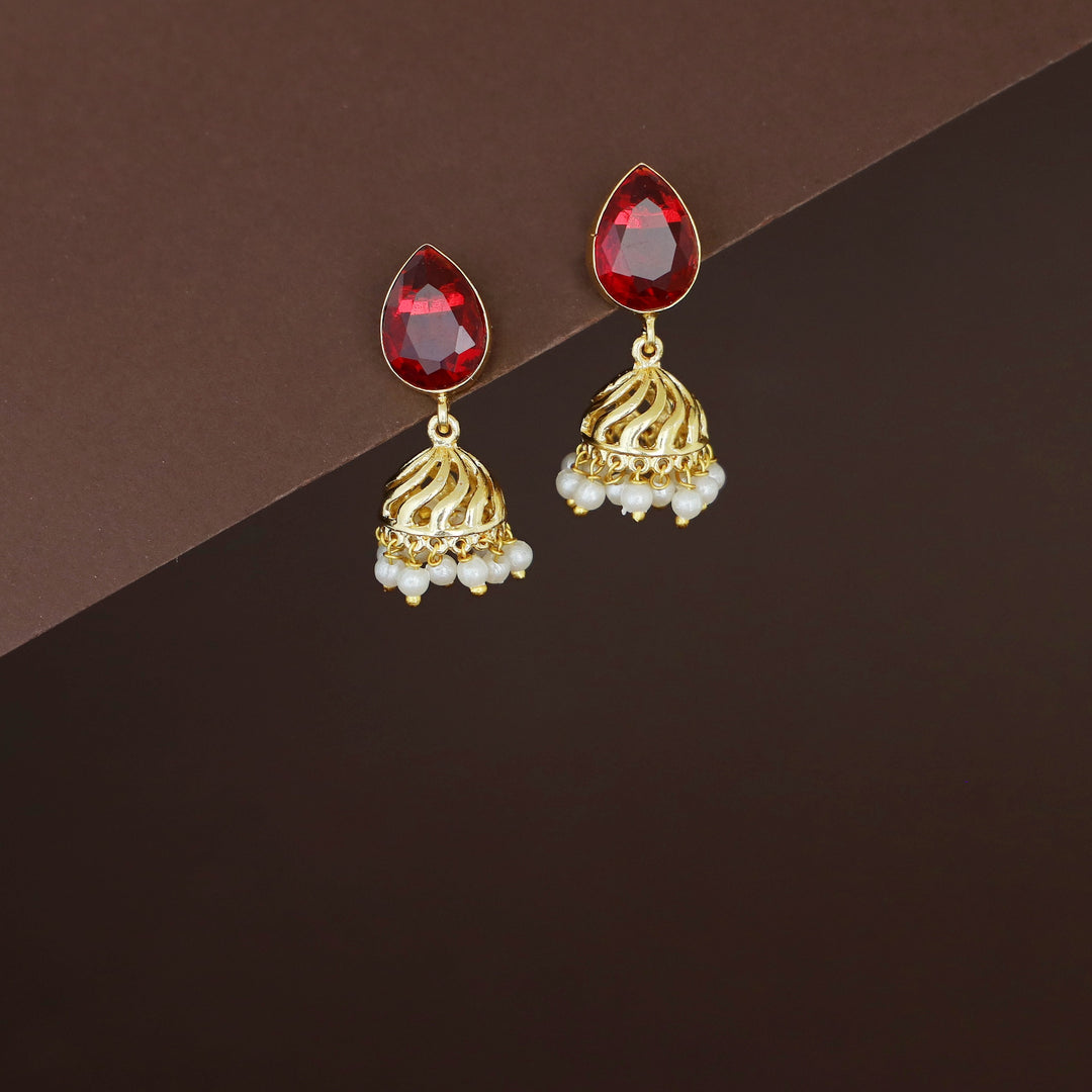 Mithila Golden Pearl Rain drop Glossy Jhumka
