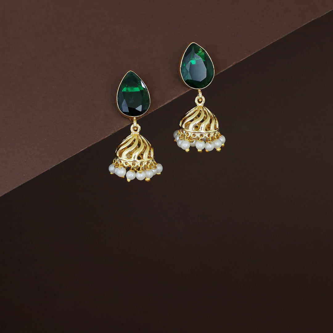 Mithila Golden Pearl Rain drop Glossy Jhumka