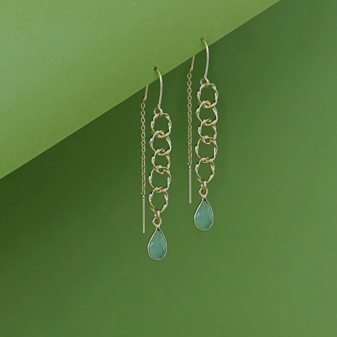 Golden Circle Glossy Drop Needle And Thread Earring