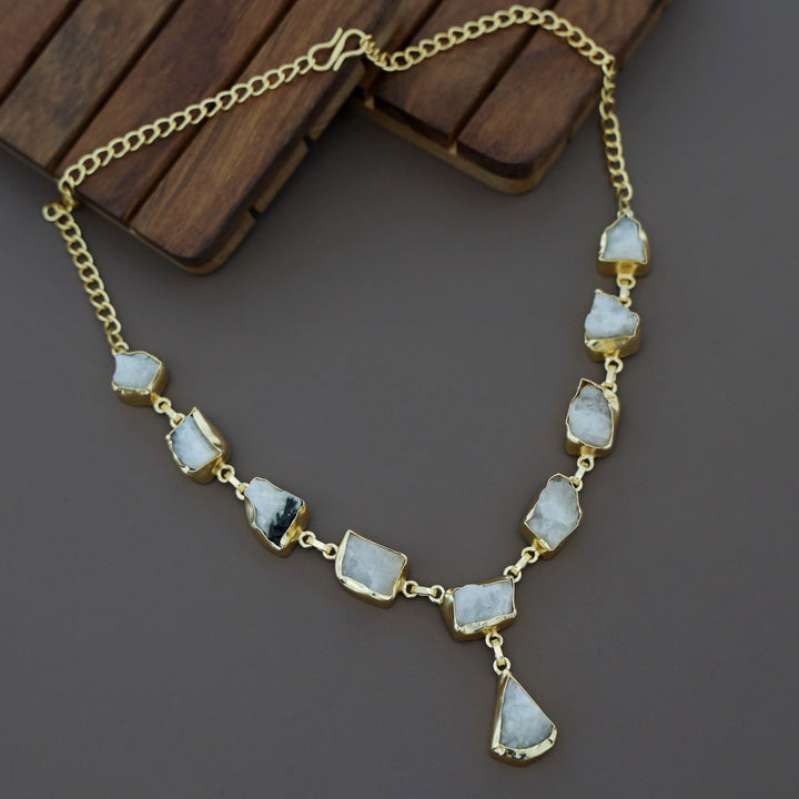 Kavya Golden Raw stone Neckpiece