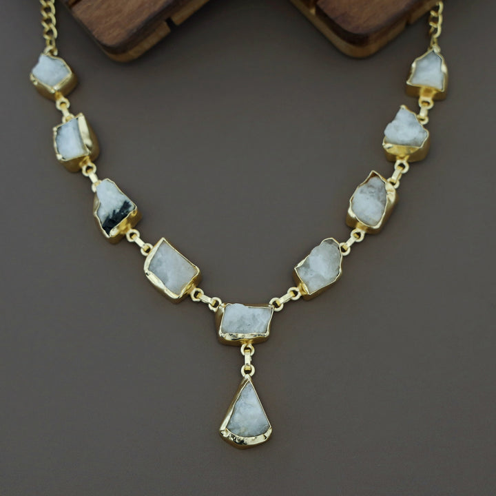 Kavya Golden Raw stone Neckpiece