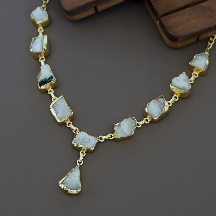 Kavya Golden Raw stone Neckpiece
