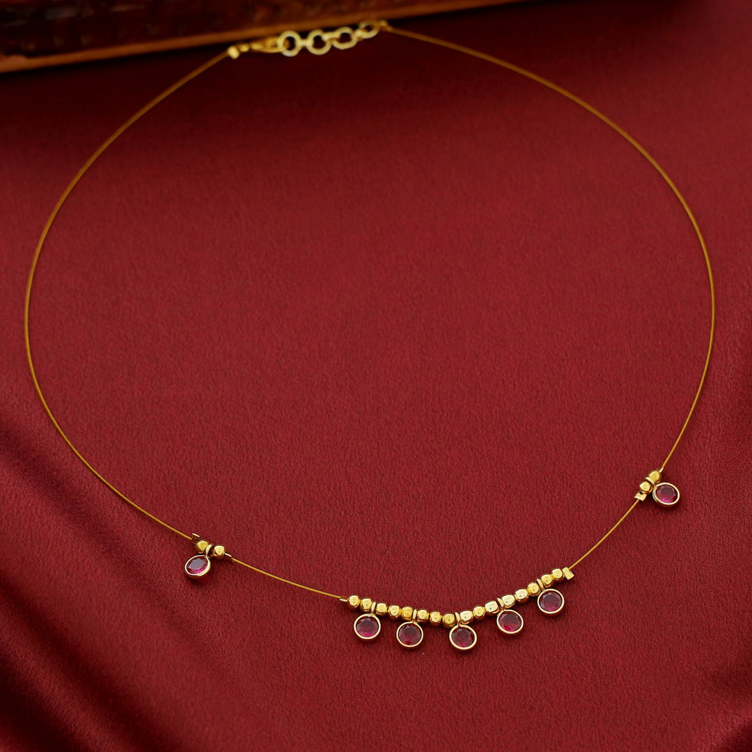 Mini Circle Golden Ball Glossy String Neckpiece
