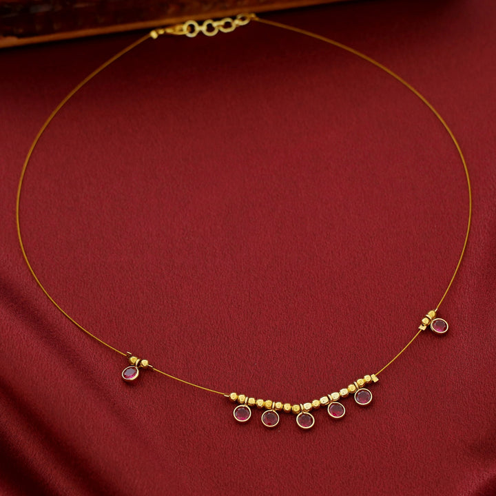 Mini Circle Golden Ball Glossy String Neckpiece