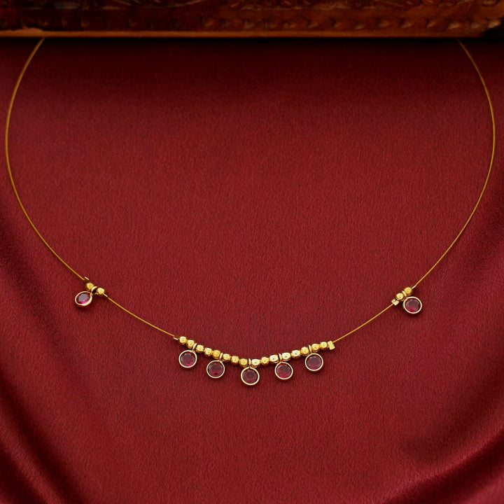 Mini Circle Golden Ball Glossy String Neckpiece