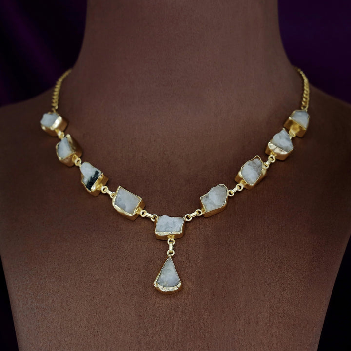 Kavya Golden Raw stone Neckpiece
