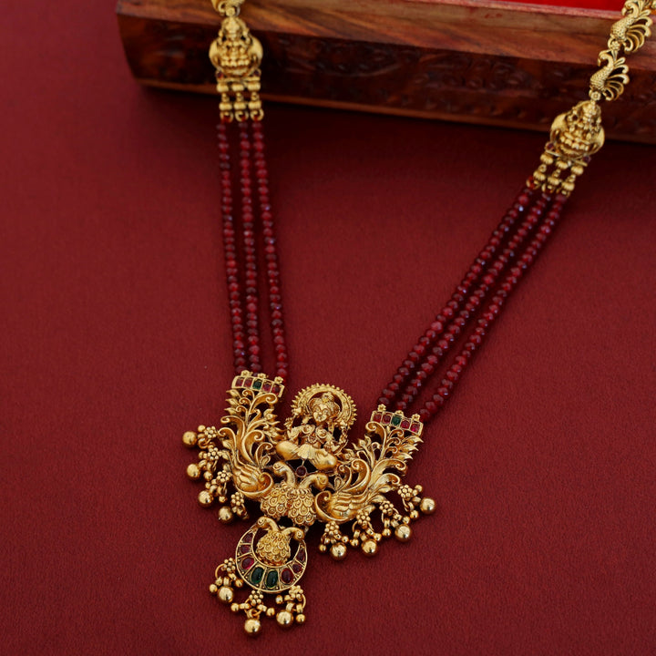 Chayanika Lakshmi Pendant Layered Mayura Neckpiece With Earring