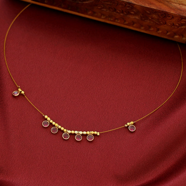 Mini Circle Golden Ball Glossy String Neckpiece