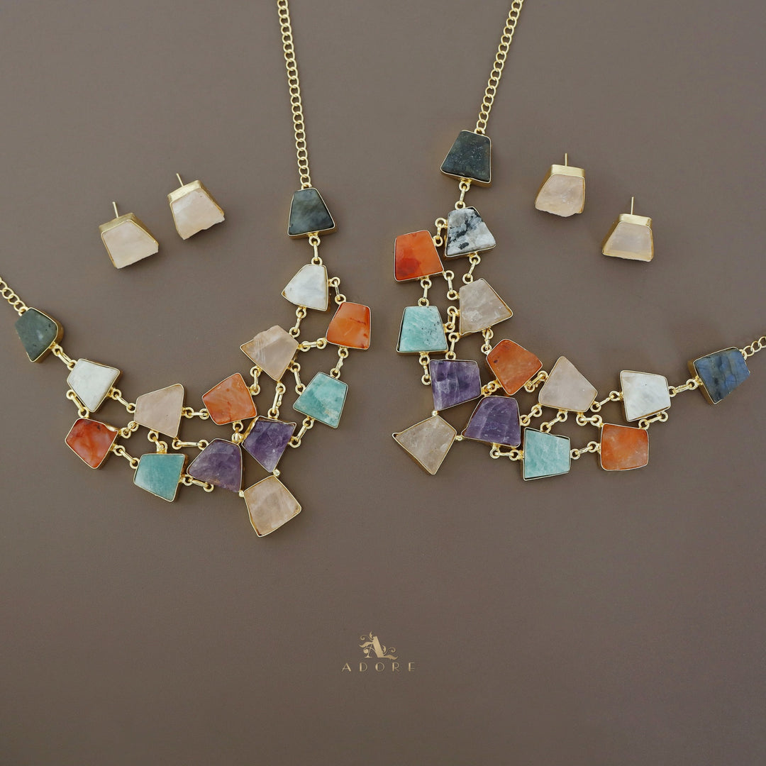 Ziya Raw Stone Neckpiece With Stud