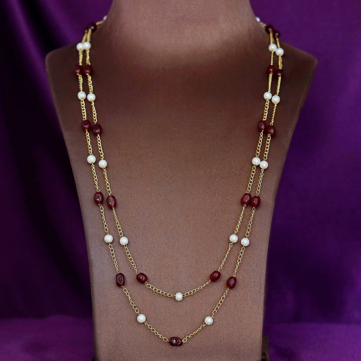 Usha Golden Two Layer Pearl Neckpiece