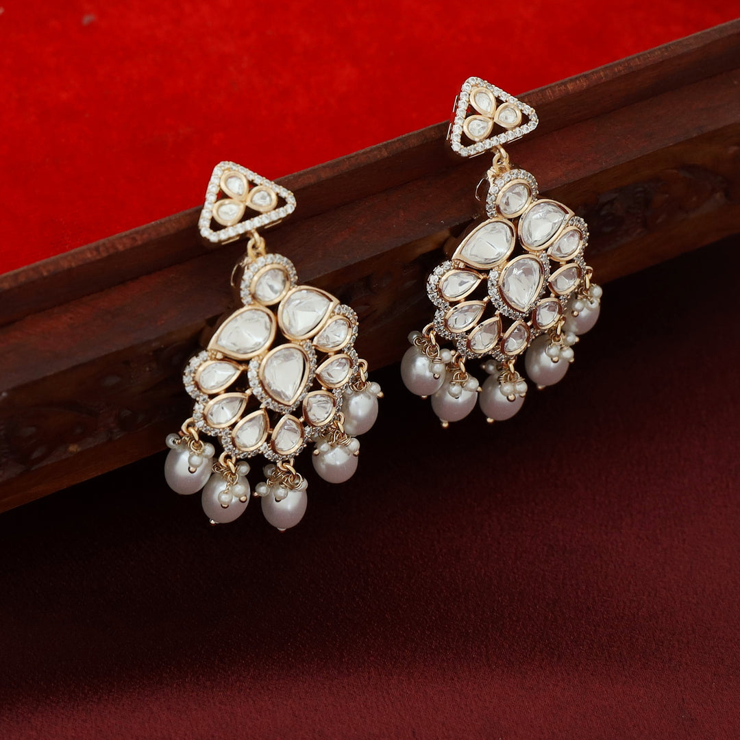 Premium Pahadi Kundan Drop Pearl Earring