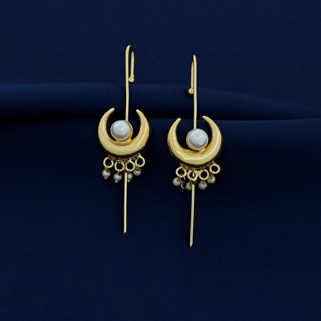 Golden Half Moon Pearl Ear-Cuff (Set Of 2)