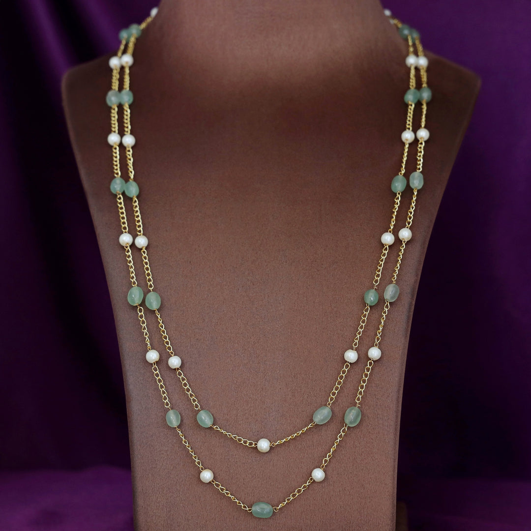 Usha Golden Two Layer Pearl Neckpiece