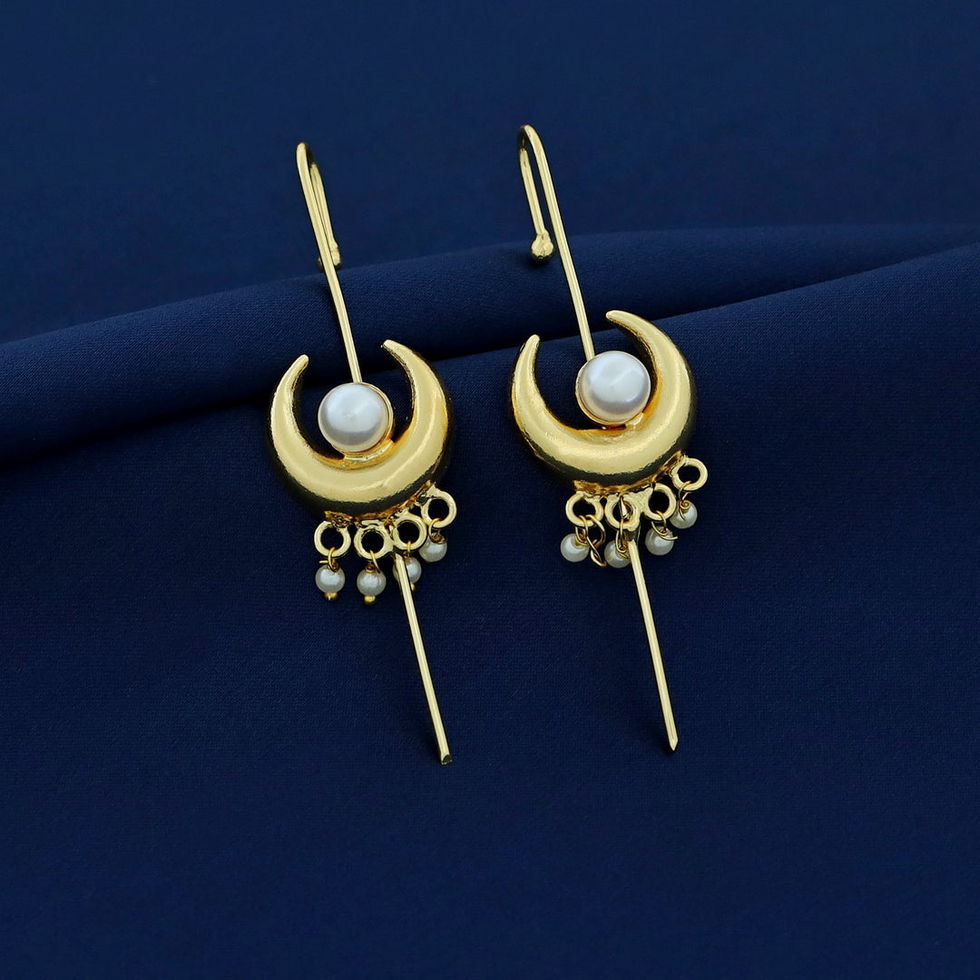 Golden Half Moon Pearl Ear-Cuff (Set Of 2)