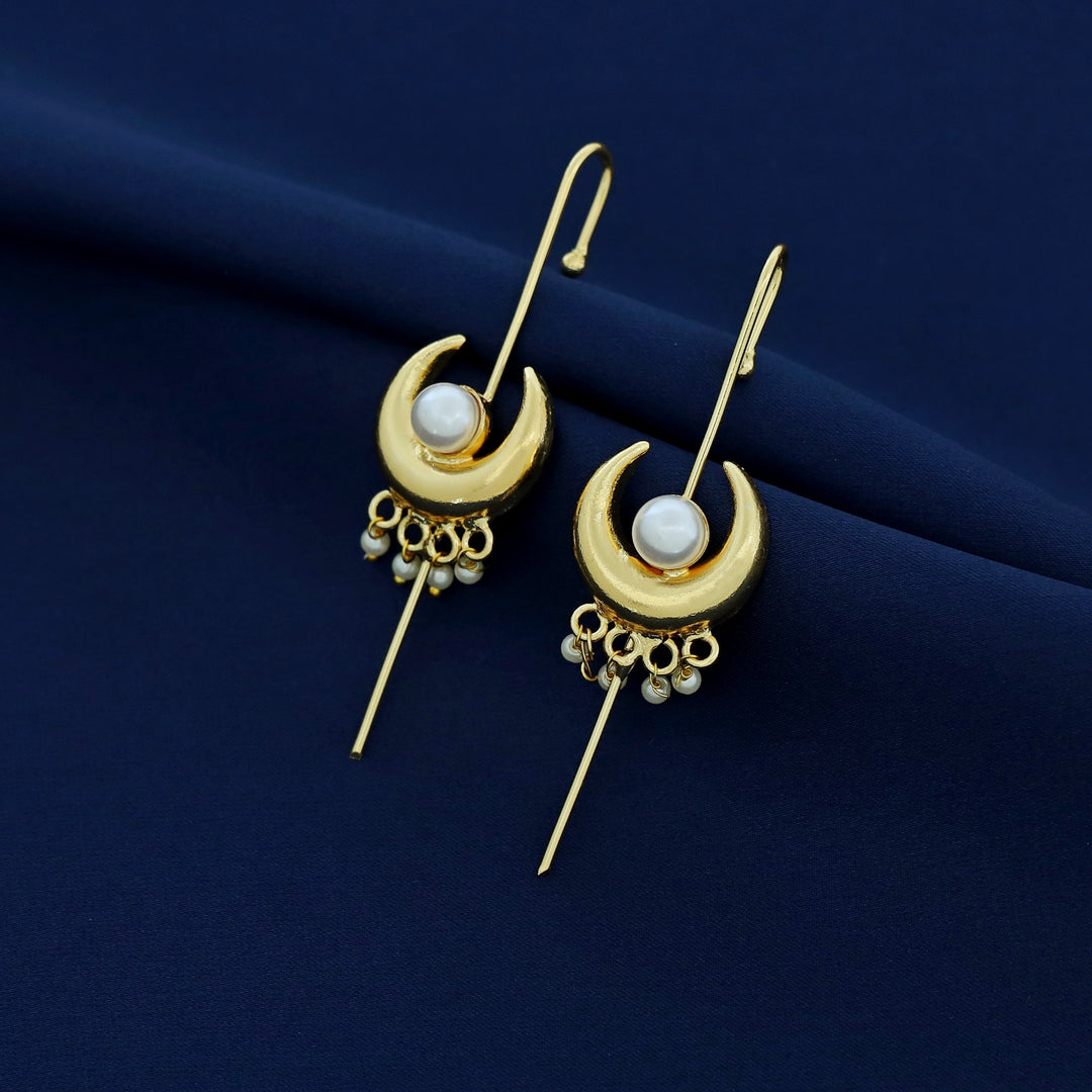 Golden Half Moon Pearl Ear-Cuff (Set Of 2)