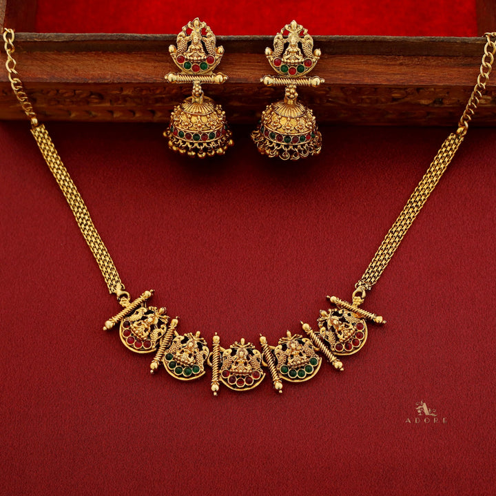 Aadarshini Lakshmi Short Neckpiece With Earring