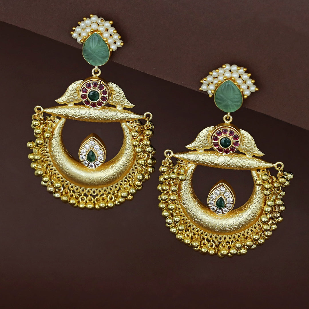 Yadavi Golden Ghungroo Cluster Pearl Earring