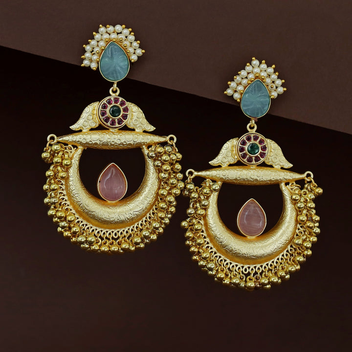 Yadavi Golden Ghungroo Cluster Pearl Earring