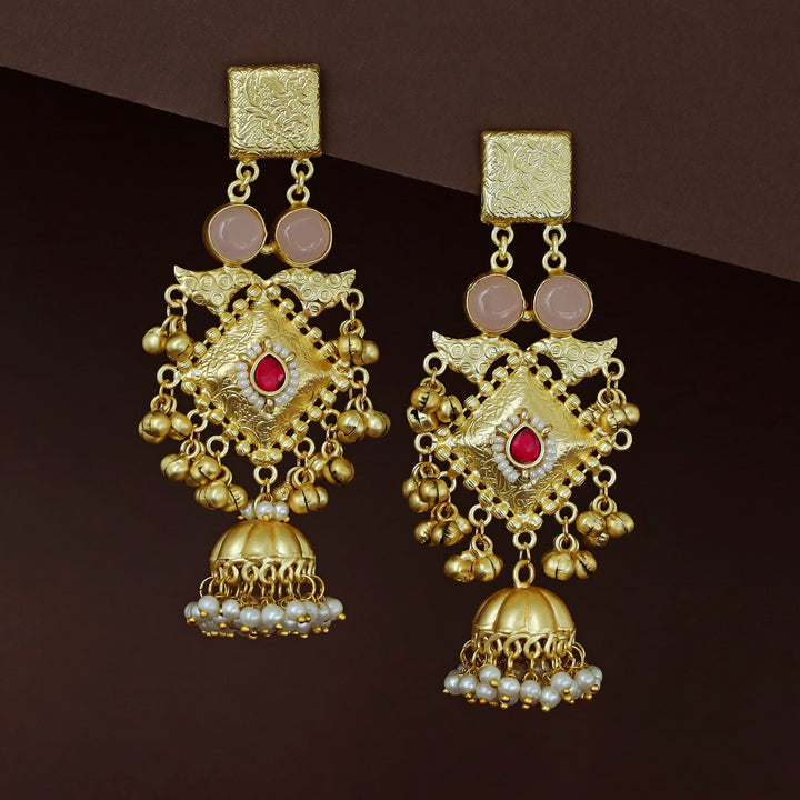 Akshara Golden Ghungroo Kashmiri Long Jhumka