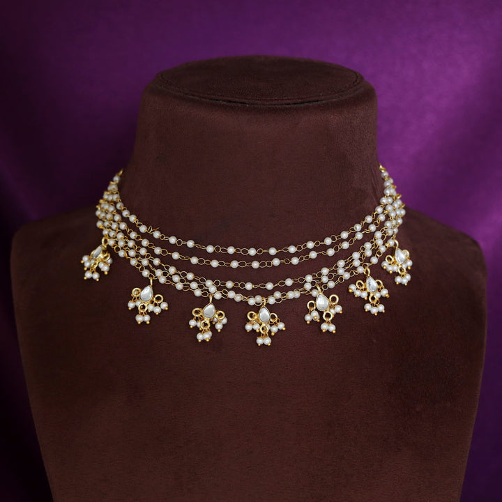 Alisha 5 Layer Carly Pearl Drop Kundan choker