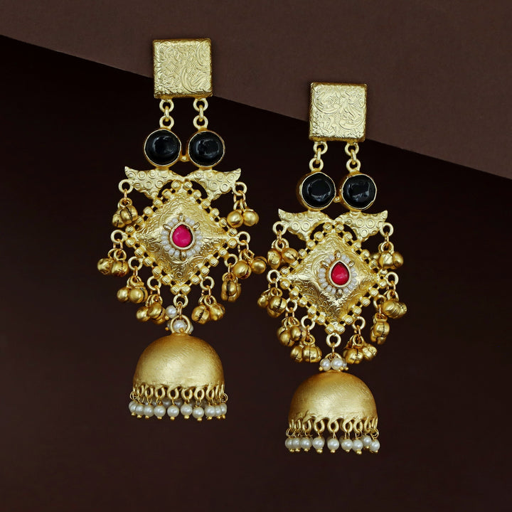 Akshara Golden Ghungroo Kashmiri Long Jhumka