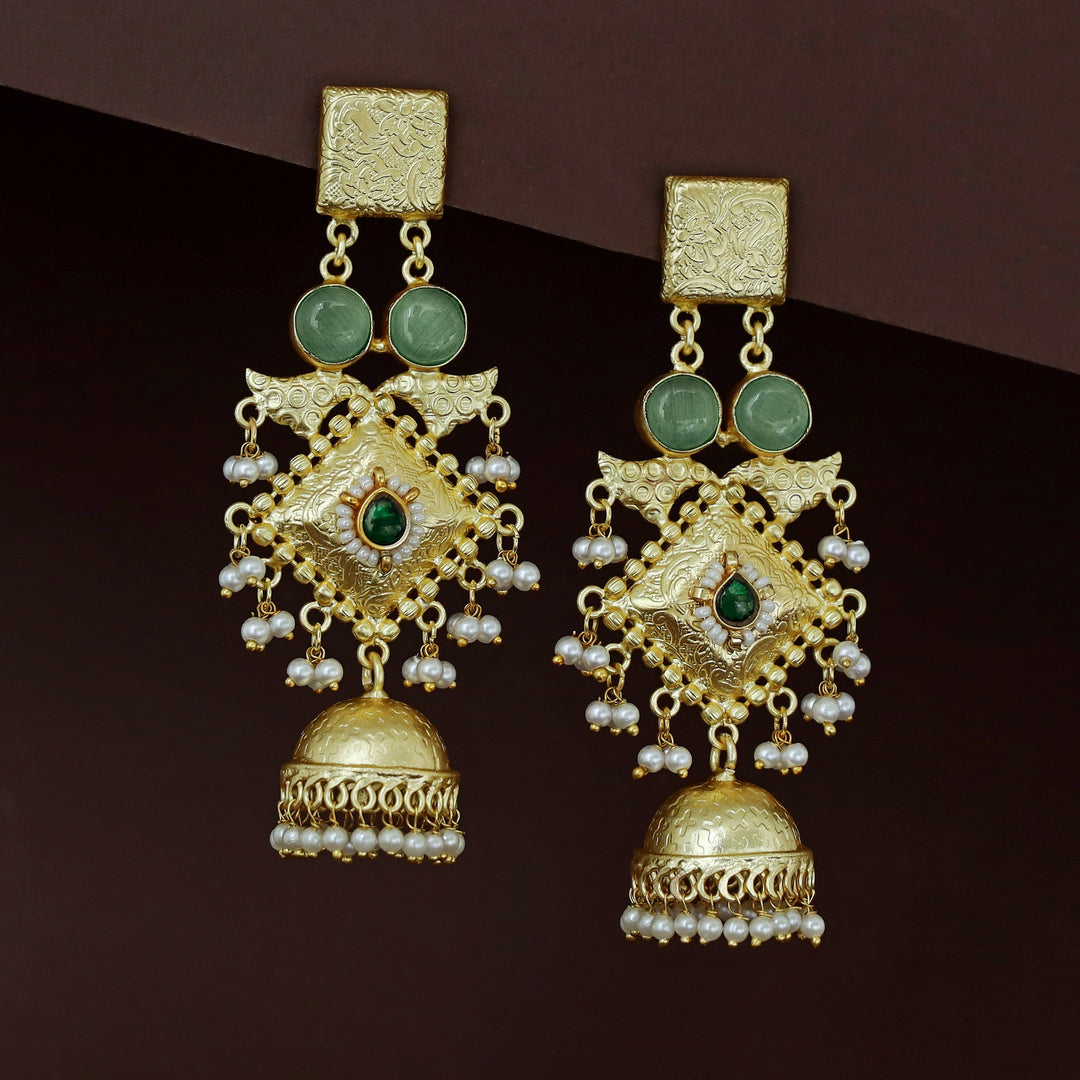 Akshara Golden Ghungroo Kashmiri Long Jhumka