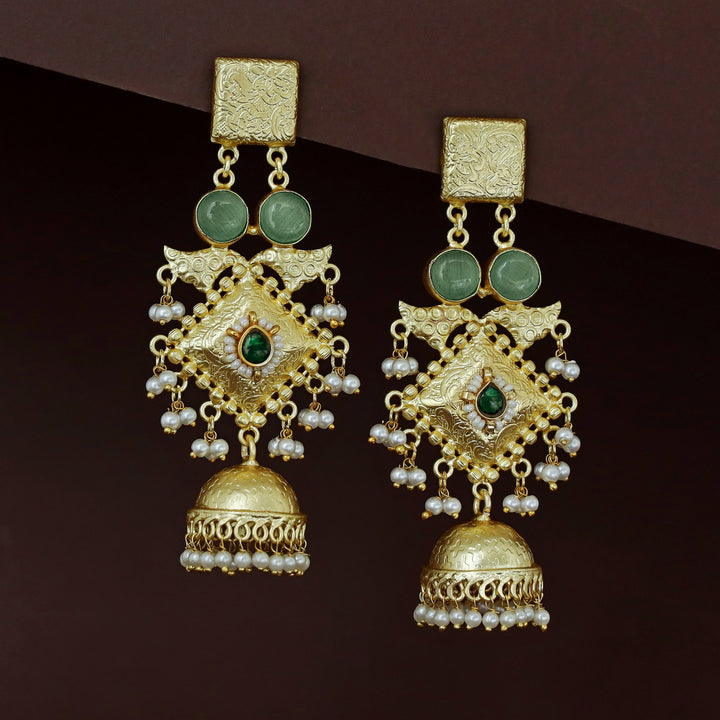 Akshara Golden Ghungroo Kashmiri Long Jhumka