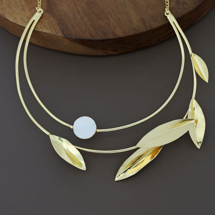 Elora Golden Two Layer Leafy Neck Cuff