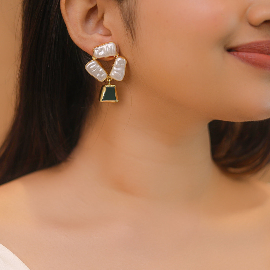 Shanaya Raw Stone + Baroque Earring