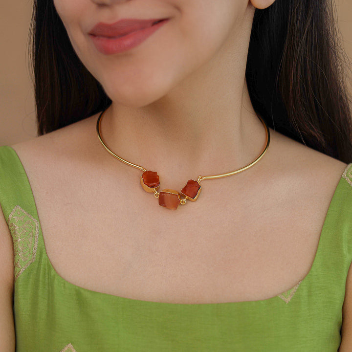 Golden 3 Raw Stone Neck Cuff