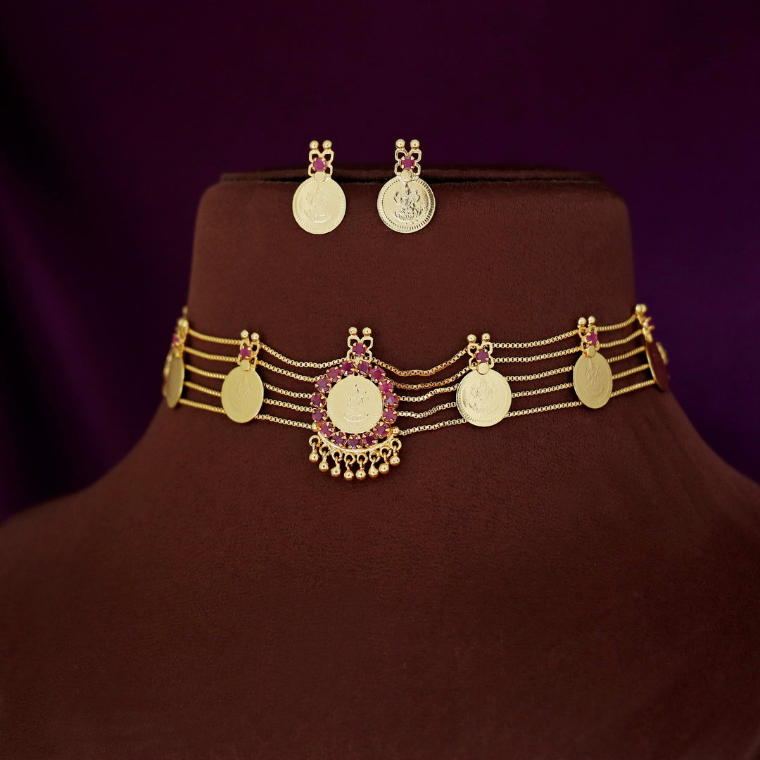 Gitanjali 5 Layer Kashi Floral Choker With Earring