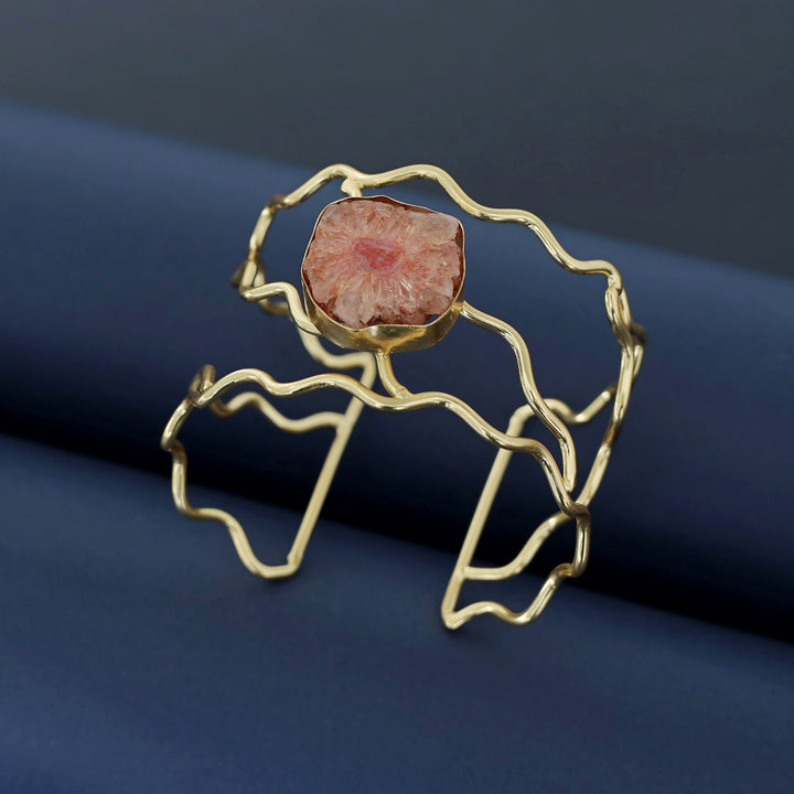 Golden Wavy Agate Stone Bangle