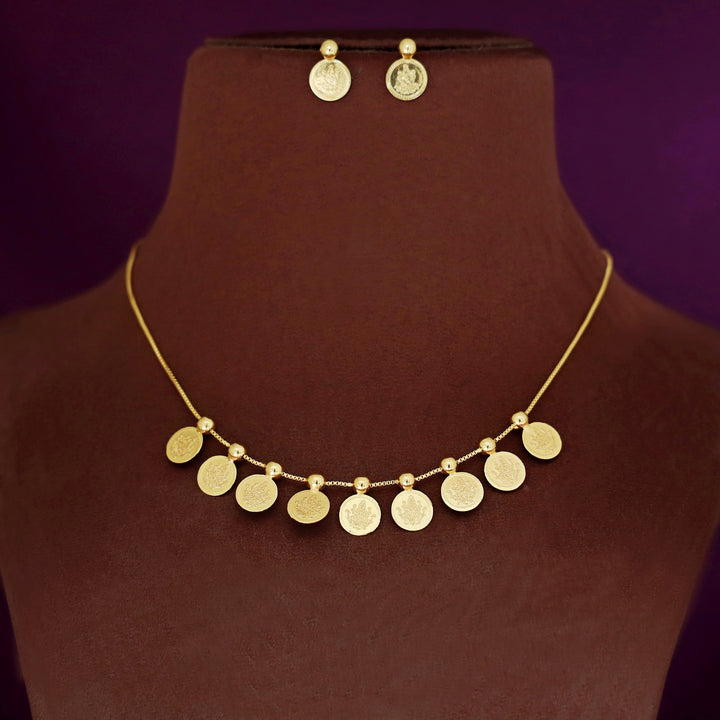 Kanika Golden Ball Kashi Neckpiece With Earring